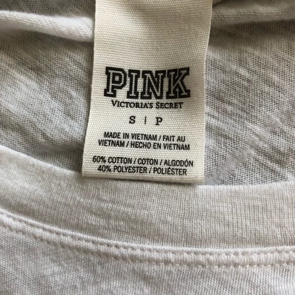 PINK White Long Sleeve Crop Shirt- Size S - Picture 2 of 5